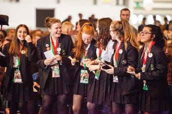 Schoolgirls at The Big Bang Competition awards ceremony 2019
